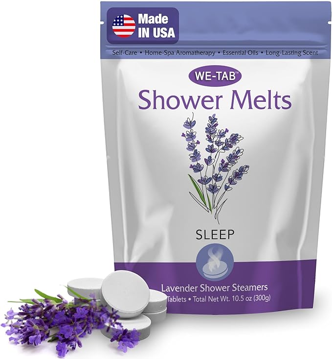 Shower Steamers 10-pk with Essential Oil Aromatherapy to Unwind and Sleep, Long Lasting Lavender Scent, No Stain or Artificial Dye, for Relaxation, Stress Relief and Self Care Gift for Everyone!