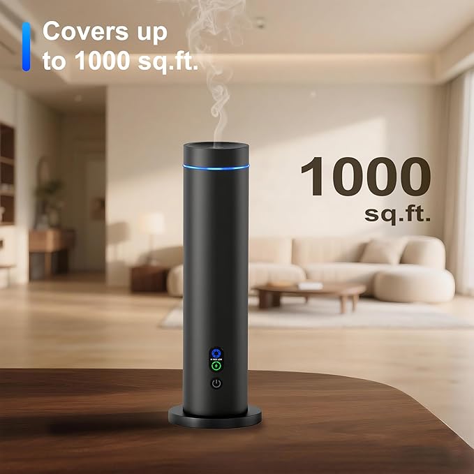 Maromalife Waterless Diffuser, Essential Oil Diffuser, 1000 Sq.Ft Coverage Scent Diffuser – Plug-in Only, Adjustable Mist, Remote, Mood Lights for Home & Office, Large Room, Hotel, Black