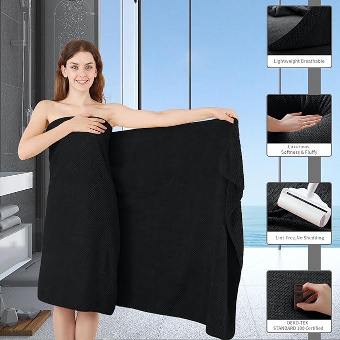 Black Hand Towels Set 2 Pack-16“x31”,Ultra Soft Microfibers Bathroom Towel Set Highly Absorbent Quick Dry Luxury Premium Towel Lightweight Durable Hand Towel Collection for Hotel Spa Gym Kitchen