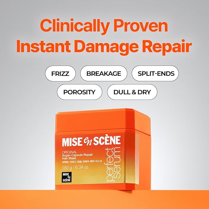 Mise En Scene Argan Oil Repair Hair Masks - Protein Hair Mask Argan Capsule for Damaged Hair | Deep Conditioning for Dry Hair | For Split Ends | Damaged & Frizzy | Anti Humidity 6.34 Fl. Oz. | Damage Repair, Add Shine, For Split Ends, Deep Conditioning...