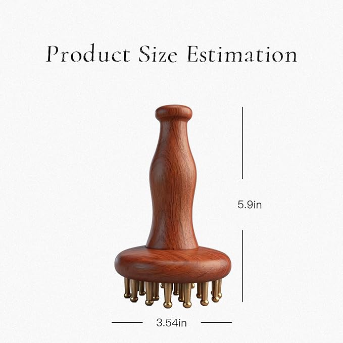 29-Teeth Copper Gua Sha Massage Comb, Meridian Massage Brush for Full Body and Scalp, Portable SPA Therapy Tool for Neck Shoulder Back Leg(1 Pcs)
