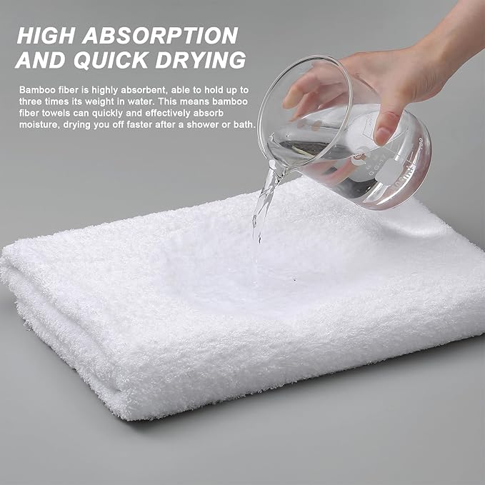 Aibaser Bath Towels - Natural, Ultra Absorbent Towels for Bathroom, Travel, Gym, Shower and Spa (2 Piece Set) (White, 35 in x 70 in)