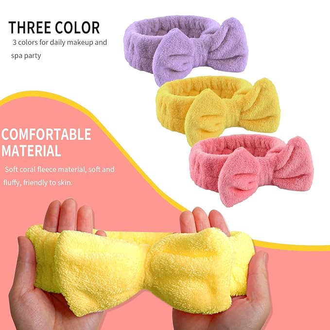 WSYUB Spa Headband, Makeup Headband for Washing Face, Bow Headbands for Women, Skincare Headbands,Easter Basket Stuffers