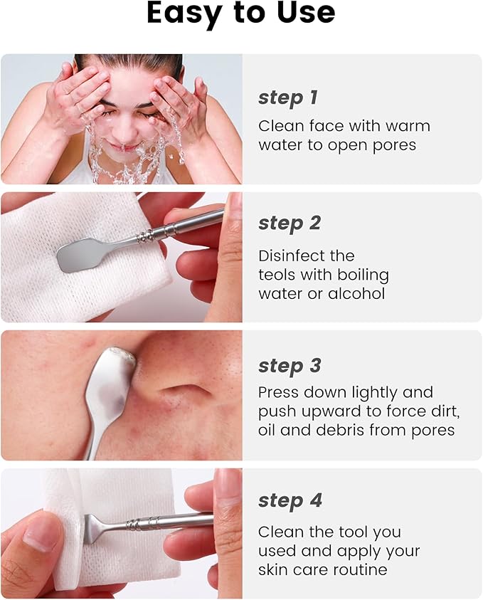 Pimple Popper Tool Kit - Boxoyx 10 Pcs Blackhead Remover Comedone Extractor Kit with Box for Quick and Easy Removal of Pimples, Blackheads, Zit Removing, Forehead,Facial and Nose (New Silver)
