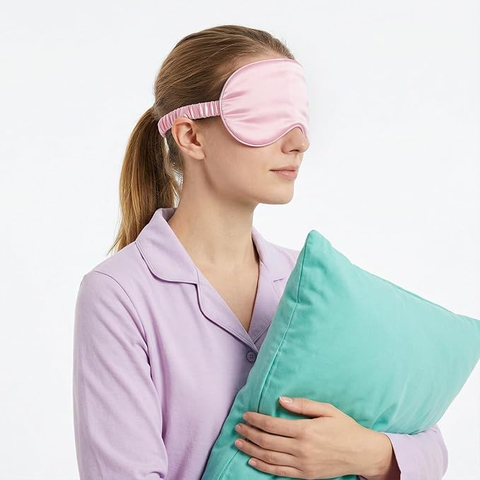 Satin Sleep Mask, 6 Pack Pink Silk Eye Mask for Sleeping Breathable with Elastic Strap, Soft Sleeping Blindfold Eye Cover Comfortable Travel Office Night Sleeping Party Games for Women