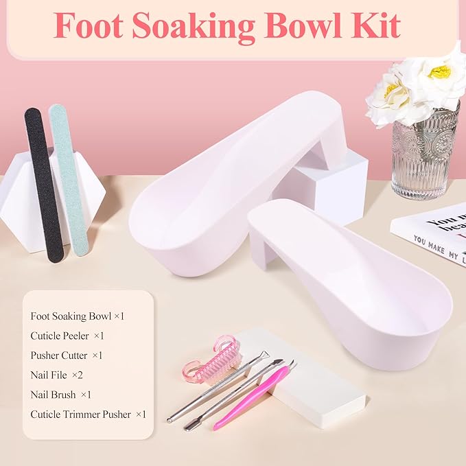 Toe Nail Soaking Bowl for Remover: Soak Off Gel Polish Nail Remover Kit - Acetone Bowl for Nails Dip Powder Removal - Manicure Nail Soak Off Bowl for Nail Art (White)