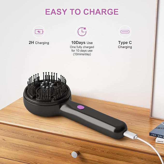 Yi Dong Electric Scalp Massage Comb with 4500mm² 66 Nodes, 3 Modes, Built-in 3ml Essential Oil Reservoir, Type-C Rechargeable - Long-Lasting Hair Care Gift