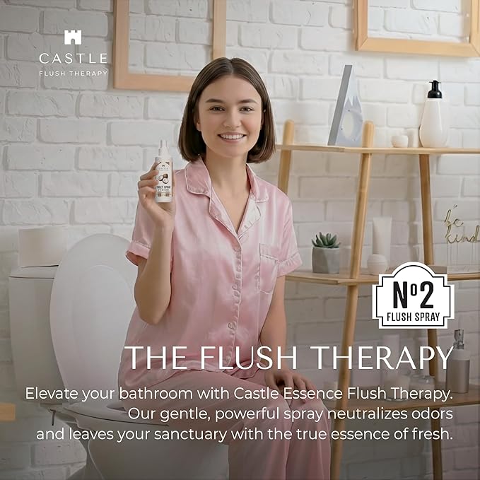 Castle Flush Therapy Toilet Spray for Poop Lavender Vanilla Flush Therapy 8oz Made in USA- Poop Spray for Toilet Freshener Odor Block Flush Safe Oil Scent Fresh Bathroom Home Travel Family Daily Use