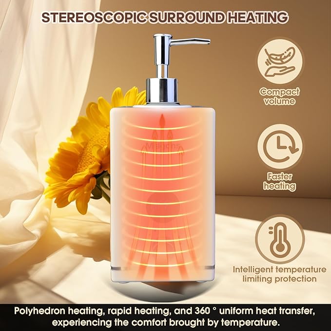 Oil Warmer for Massage, Massage Oil Warmer, Body Oils Heater for Spa, with Two Oil Bottle Dispenser, Adjustable Temperature (White)