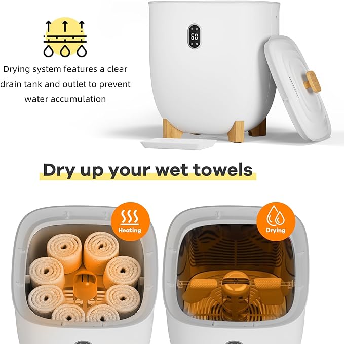 GarveeLife 20L Towel Warmer Bucket 20L, Portable Hot Air Towel Dryer & Freshener for Bathroom, Fast Heating ABS Body, Ideal for Home, Apartment, Small Spa Use, White