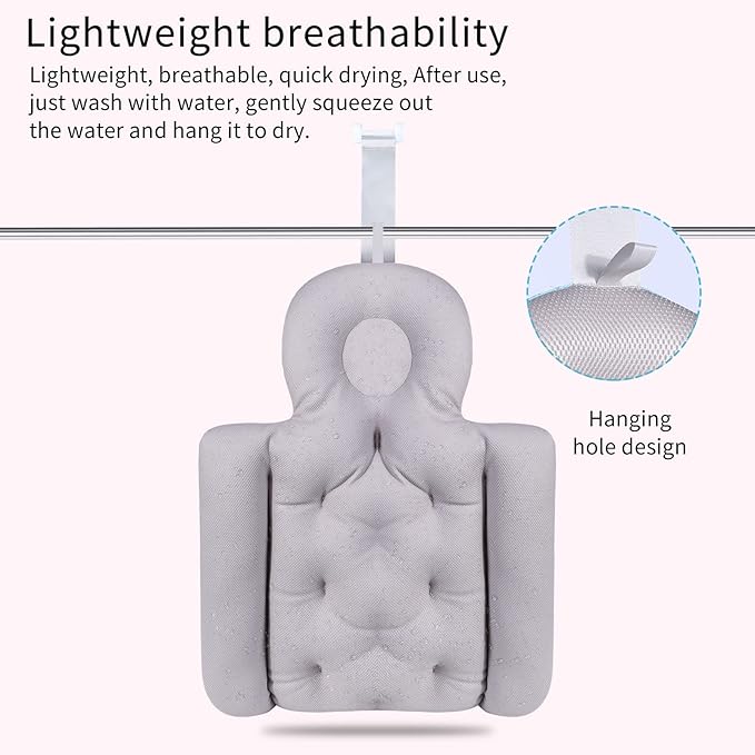 Full Body Bath Pillow, Bath Pillows for Tub, Tub Pillow for Bath Head and Neck Support Ergonomic Quick Dry Headrest Cushion Bath Accessories (Pink-93cm*40cm)