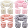 12PCS Microfiber Makeup Headbands and Wristbands Set for Women & Girls - Soft Elastic Bow Headbands with Highly Absorbent Wristbands for Face Washing, Shower, Skincare & Gifts