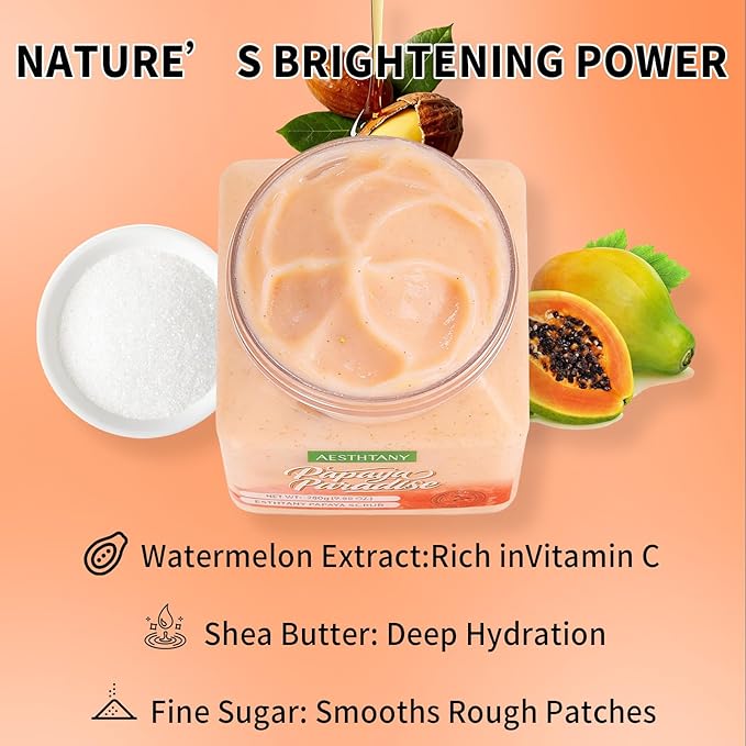 pawpaw Body Scrub & Body Scrub Moisturizing and Exfoliating Body, Face, Hand, Foot Scrub,Deep Cleansing (280g, pawpaw)