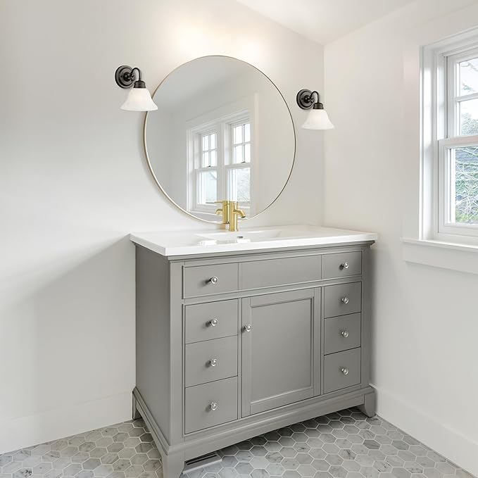 Design House 514497 Millbridge Wall Light Traditional 1-Light Indoor Dimmable Light with Alabaster Glass for Bathroom Hallway Foyer, Oil Rubbed Bronze