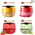 4 PCS Bee Lip Balm Honey Pot,Lip Mask Propolis Moisturizing,Prevention Dry and Cracked Lip Scrubs Exfoliator Lip Wrinkle Skin Care Products (Honey & Strawberry & Watermelon & Apple Lime)