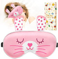 Miss Adola Sleep Mask for Kids - Valentines Gift for Kids Cute Silk Eye Cover for Sleeping Soft Kawaii Eyeshade Animal Eye Blindfold with Adjustable Strap for Girls Teens, Rabbit
