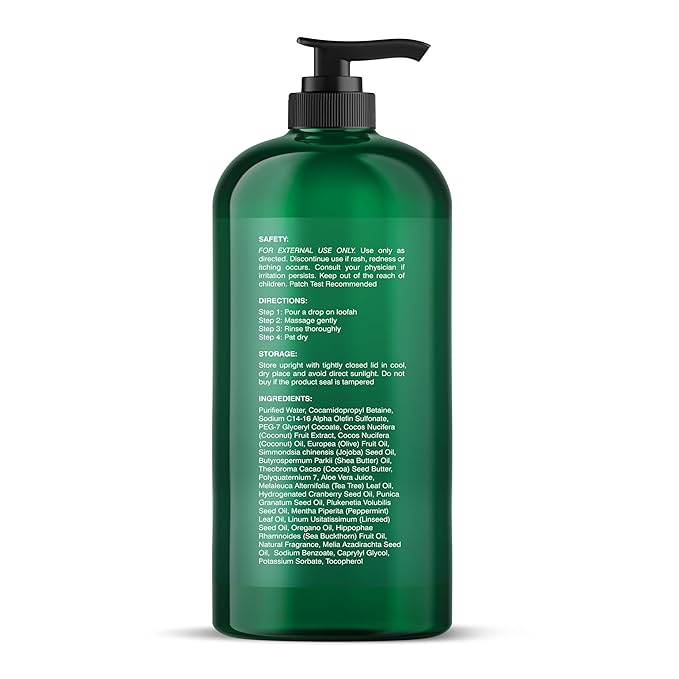 Botanic Hearth Tea Tree Body Wash -16 fl oz- All-Natural & Odor-Control Shower Gel for Acne, Athlete’s Foot, Ringworm, Jock Itch & Healthy Skin, Sulfate & Paraben Free, for Men & Women