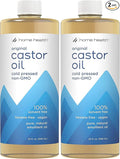 Home Health Original Castor Oil,Promotes Healthy Hair And Skin,Natural Skin Moisturizer - Pure,Cold Pressed,Non-GMO,Hexane-Free,Solvent-Free,Paraben-Free,Vegan - 32 fl oz,(Pack of 2)