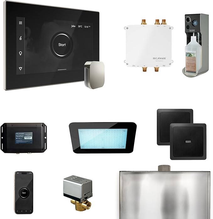 Mr Steam Bliss Steam Shower Ctrl Pkg w/iSteamX Control and Steamhead in Black Polished Nickel
