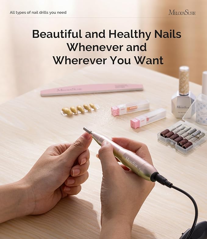 MelodySusie Pen-Shaped Portable USB Nail Drill, PC120I 20000RPM Electric Nail File with Compact Design for All Nail Care, Manicure Polishing, Shaping & Gel Removal at Home for Beginners