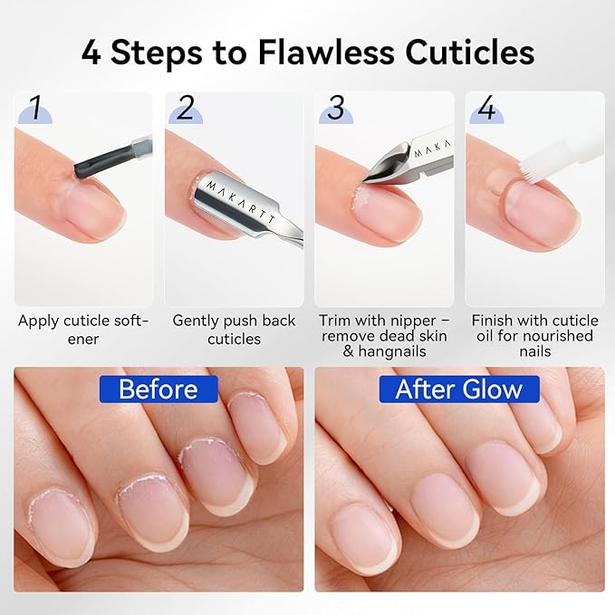 Makartt Cuticle Nipper - 7mm Full Jaw Stainless Steel Professional Cuticle Trimmer, Double Spring, Ergonomic & Portable Manicure Tool for Nail Care, Home DIY& Salon Use (Black, 2Pcs)