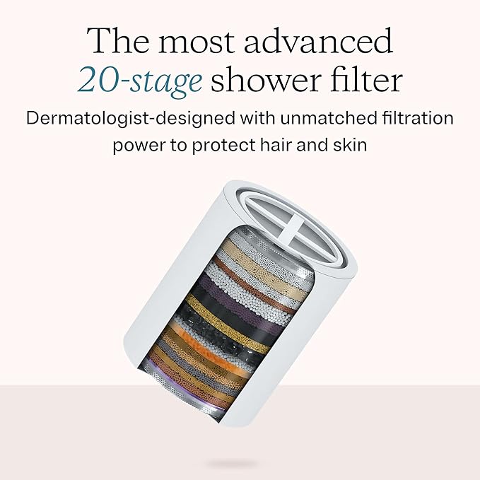 MDhair Filtered Shower Head for Healthier Hair & Skin – Removes Chlorine & Heavy Metals, High Pressure Shower Head Filter for Hard Water, Dermatologist-Formulated Water Softener for Hard Water