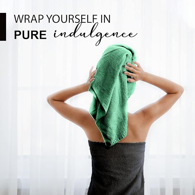 KAHAF COLLECTION 100% Cotton Bath Towels, 24x48 Pack of 6 Towels, Quick Dry, Highly Absorbent, Soft Feel Towel, Gym, Spa, Bathroom, Shower, Pool, Luxury Soft Towels (Light Green, 24x48-6 Pack)
