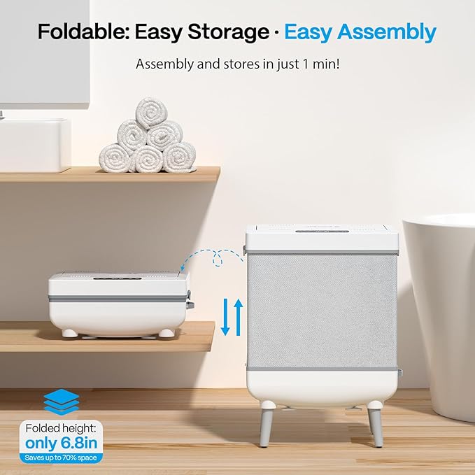 Jripae 35L Towel Warmers for Bathroom, Foldable Towel Warmer, Bucket Hot Towel Warmer Spa with Dryer, Delay Timer & Dry/Heat Modes - Fits Robe, Blanket or Large Towels, PJ's