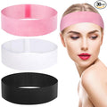 Pimoys 30 Count Disposable Headbands for Facials, Women's Skincare, Makeup, Bath, Sport, White, Black, Pink