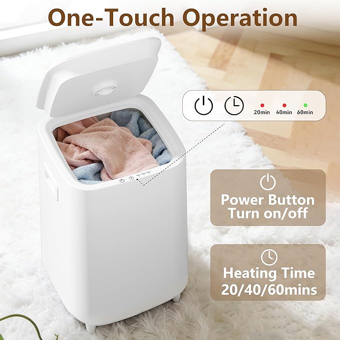 22L Towel Warmer for Bathroom – Fast Heating Blanket Warmer, Fits Two 40" x 70" Oversized Towels, Blankets & Bathrobes, Auto Shut-Off, Adjustable Timer, Portable Towel Warmer Bucket -White