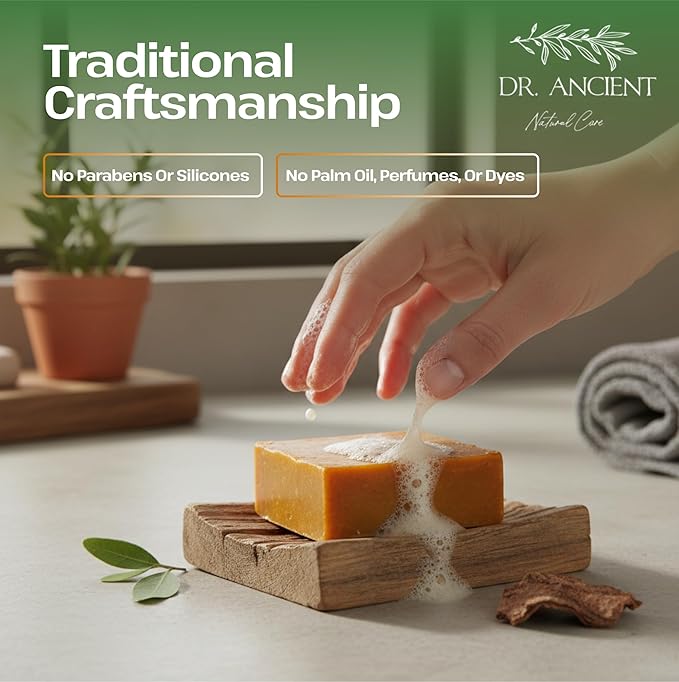 Dr.Ancient Wild Pistacia Bittim Soap Bar, Organic Soap Bars Handcrafted the Traditional Way, Natural Chemical-Free, Vegan, Used for Face Wash, Body Wash, Hand Cleansing and Skin Care