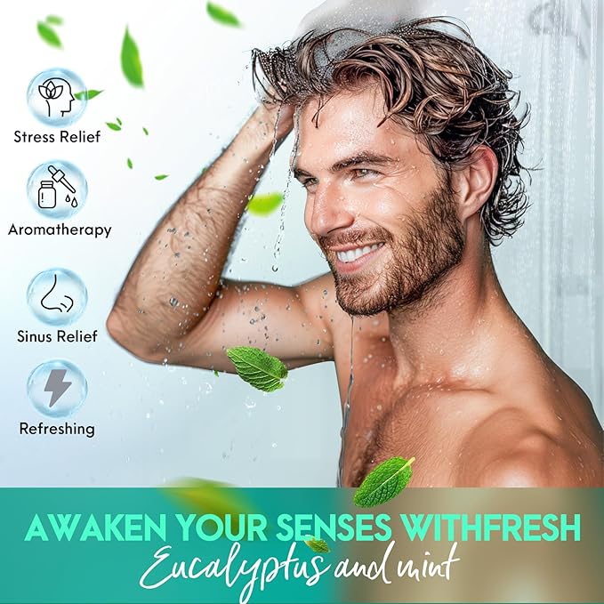 Dad Gifts for Fathers Day from Daughter Son Wife: Eucalyptus Shower Steamers Aromatherapy, 6 Packs Mint Shower Bombs with Natural Essential, Stress Relief Self Care Birthday Gift for Teens Boyfriend