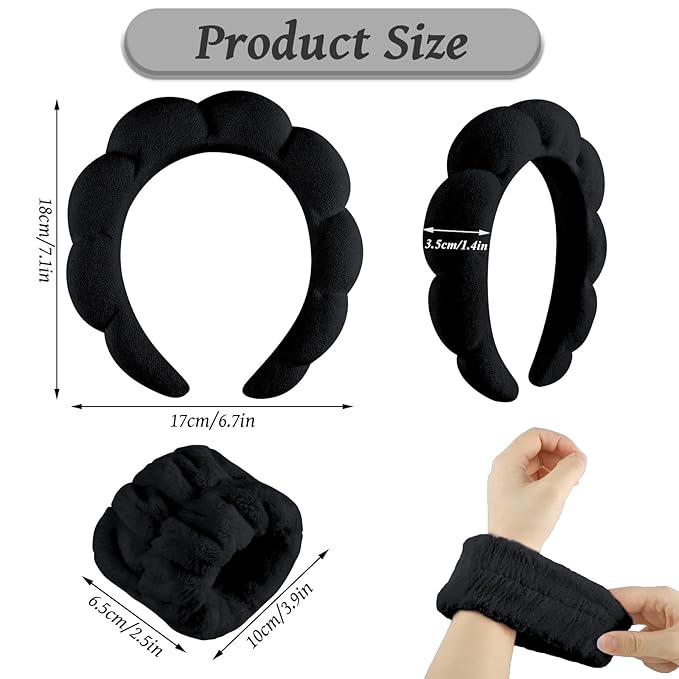 WSICSE Spa Headband for Washing Face, Skincare Headbands Puffy Padded Keep Hair Dry Skincare Essential Gift for Mom Wife