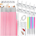 Nail Stand For Press On With Nail Art Brushes Nail Holder For Painting Practice Display Presson Nails Nail Art tools Set with Nail Dotting 3D Sculpting tools, Practice Kit Tech