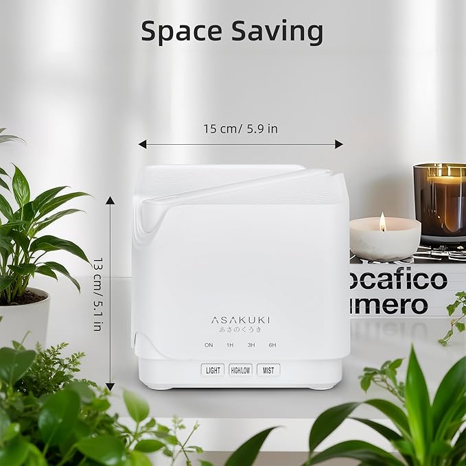 ASAKUKI Essential Oil Diffuser for Home, Large 700 ml Humidifier with Automatic Shut-Off, Quiet Aromatherapy Diffuser with 7 LED Lights for Living Room, Bedroom, Hotel, Gift for Mom - Pure White