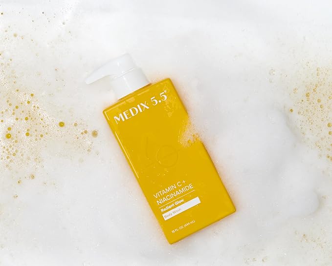 MEDIX 5.5 Radiant Glow Vitamin C Body Wash W/ Niacinamide | Citrus Scented Gentle Body & Face Cleanser For Women, Men, Dry Skin, & Smoother-Looking Skin | Removes Dirt, Oil, & Impurities, 15 Fl Oz