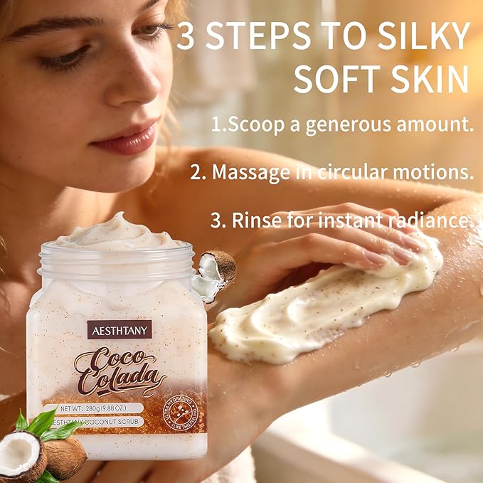 Coconut Body Scrub &Avocado Face & Body ScrubMoisturizing and Exfoliating Body, Face, Hand, Foot Scrub,Deep Cleansing 350ml (280g, coconut)