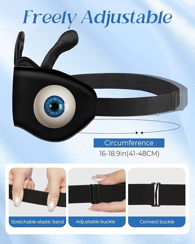Miss Adola Sleep Mask for Kids - Valentines Gift for Kids Cute Silk Eye Cover for Sleeping Soft Kawaii Eyeshade Animal Eye Blindfold with Adjustable Strap for Boys Teens, Eyeball
