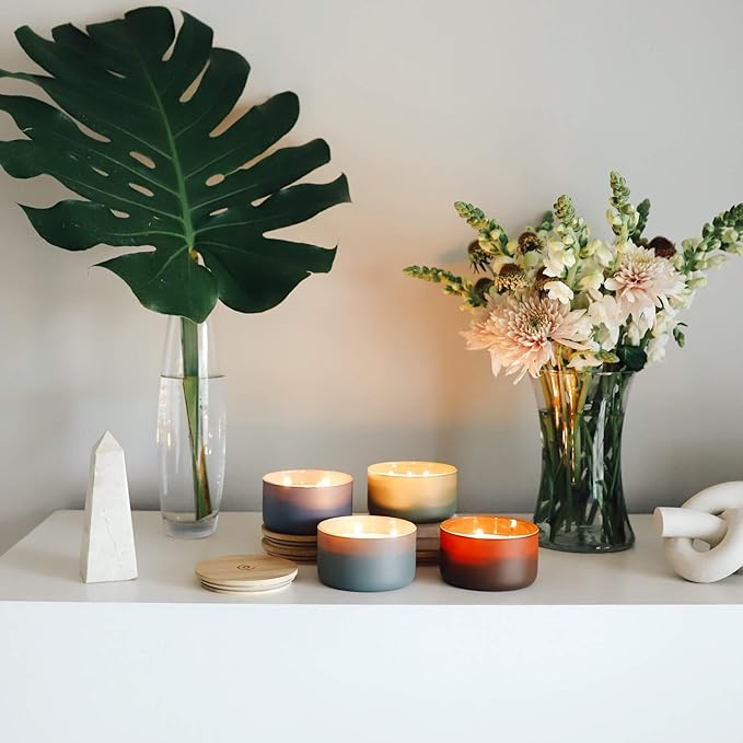Calyan Wax Co. Piñon & Woods 3 Wick Scented Candle - 30 Hour Burn - Luxury 3 Wick Soy Candles - Non Toxic Soy Wax Candles - Long Lasting Large Glass Jar Candle for Home - 8oz