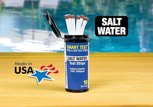 Poolmaster Salt Water Swimming Pool and Spa Water Chemistry Testing Strips, Made in the USA, 22210
