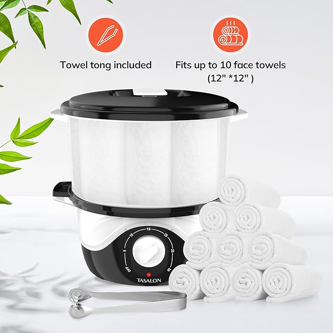 TASALON Hot Towel Steamer for Facials, Hot Towel Warmer Quickly Heats Up in 5 Minutes, Portable Towel Machine Fits 16 Mini Towels, Salon Equipment Towel Warmer for Facials, Spa, Massage, Pink