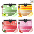4 PCS Lip Scrub and Mask Set, Strawberry Watermelon Lip Exfoliator Scrub, Moisturizing Lip Balm for Dry Lips, Reduce Lip Lines