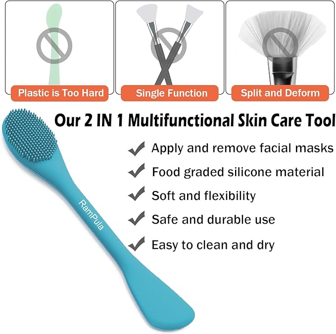 RamPula Pore Brush & Face Mask Applicator, Lymphatic Drainage Brush | Face Scrubber, Silicone Jelly Brush for Deep Pore Cleansing, Face Brush for Lymphatic Drainage Massager, Applicator for Mud, Clay