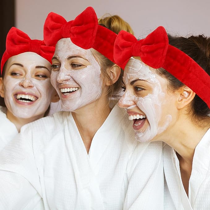 Semato 8 Pcs Red Spa Headband Skincare Headbands for Women Gifts and Party Supplies (red)