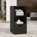 Outdoor Pool Towel Rack Cabinet, Rattan Wicker Pool Storage Bins Storage Organizer, 2 Layer Shelf Hot Tub Spa Accessories, 47in, Black
