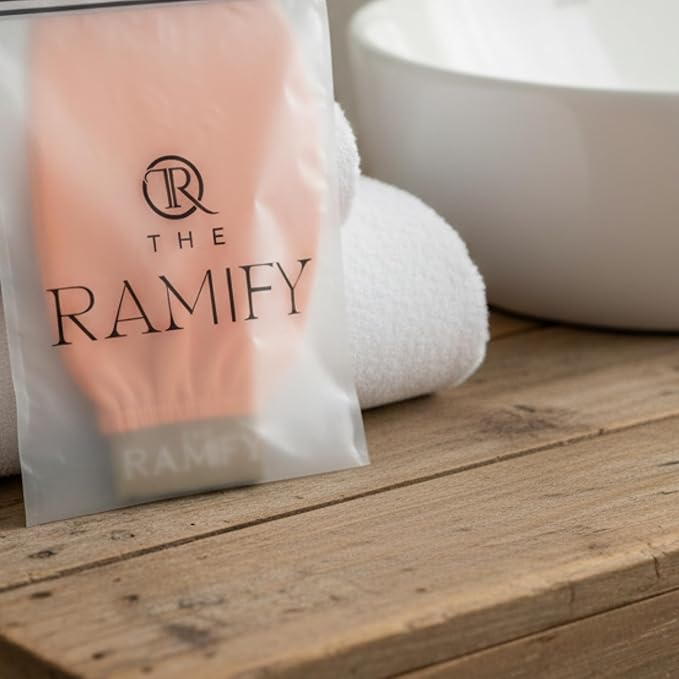 The RAMIFY Silk Exfoliating Gloves for Smooth Skin Natural Body Scrubber High Quality Turkish Bath Gloves Regeneration of Dead Skin Cells Handcrafted Turkish Kese (Salmon)