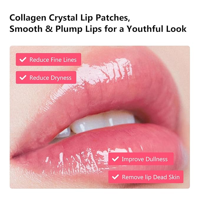 Adofect Moisturizing & Hydrating lip Masks Set 30 PCS, Collagen Crystal Lip Patches for Dark Lips, Smooth Lip Lines, Reduce Wrinkles & Dryness, Lip Care for Galentines Day Party Favors