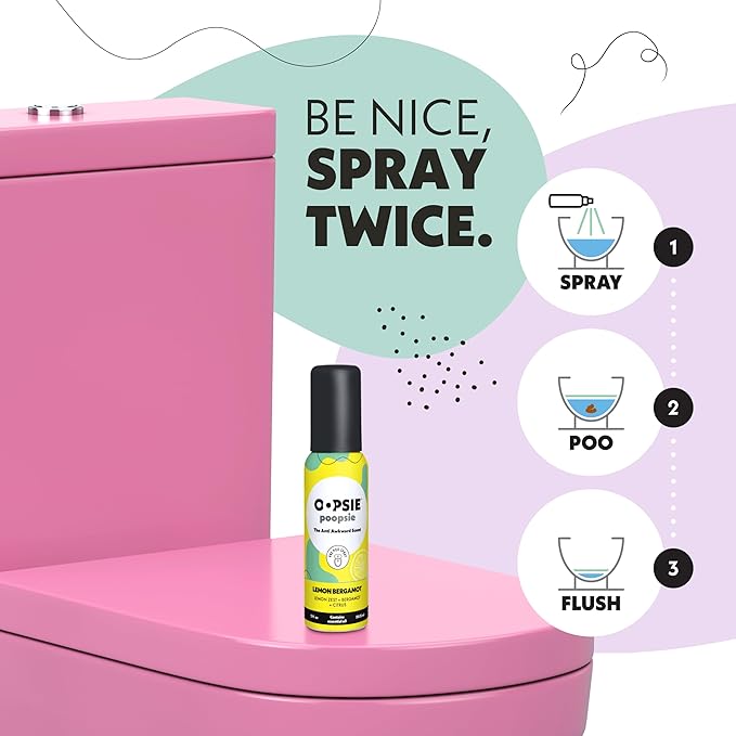Oopsie Poopsie Toilet Spray, Travel Essentials, Each Up to 300 Uses, On-The-Go Bathroom Odor Deodorizer with Essential Oils, TSA Approved Size Lemon Bergamot 1 Pack, 2 Fl Oz