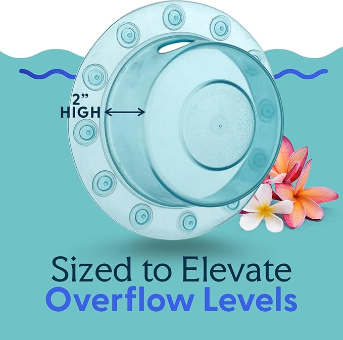SlipX Solutions Bottomless Bath, Essential Overflow Drain Cover for Bathtub, Best Bath Accessories for Women, Adds Inches of Water to Your Tub for Deeper Soak, 4" Diameter, Aqua