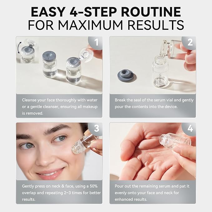 Micro Infusion System for Face - Hydrating Peptide & Hyaluronic Acid Serum Set, Skin-Smoothing Radiance Set with 0.25mm Stamp, At-Home Facial Kit, 1 Month